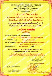 Giấy chứng nhận đủ điều kiện ATTP 2